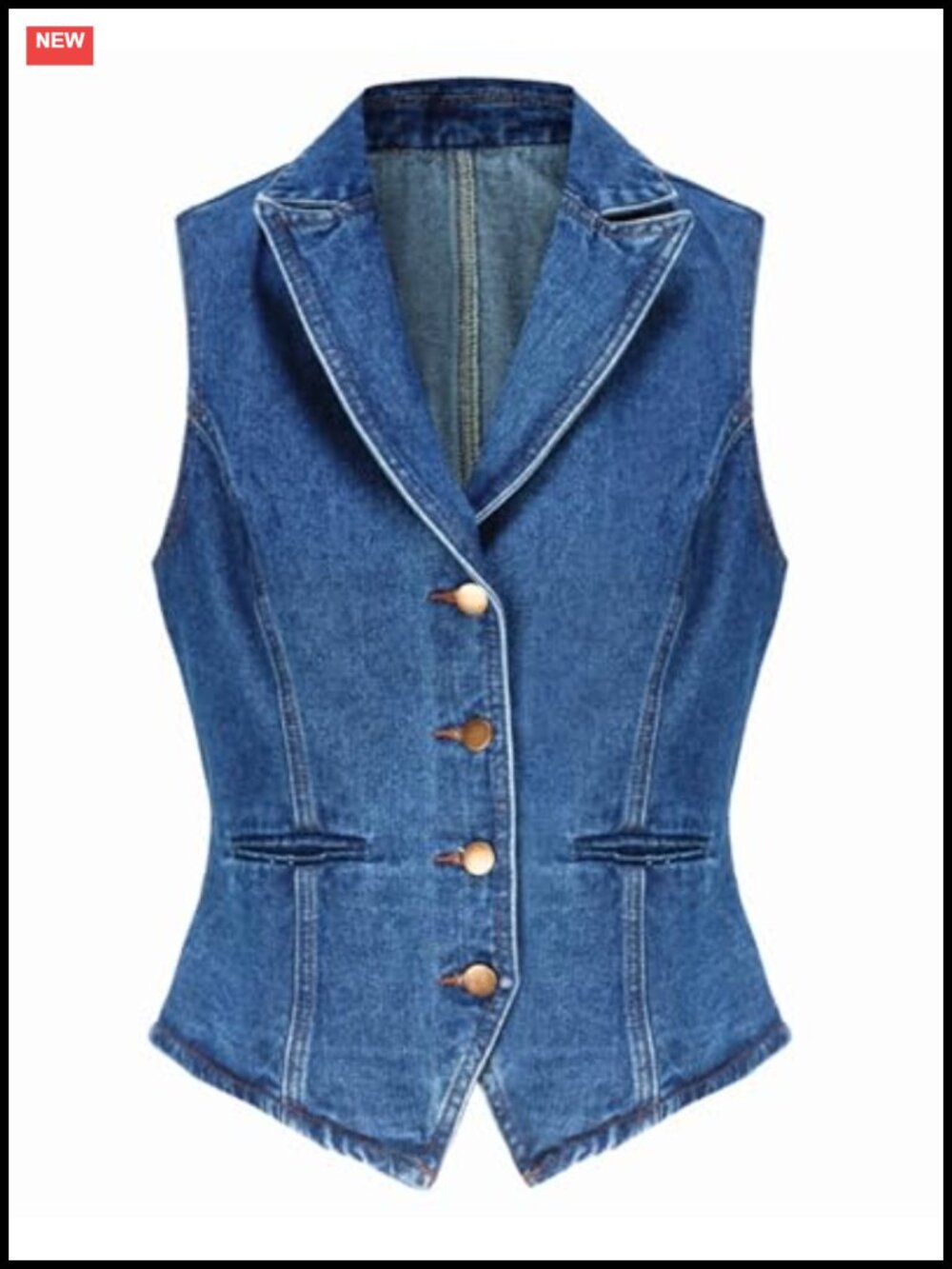 Sleeveless Denim Vest for Women Button Down Waistcoat